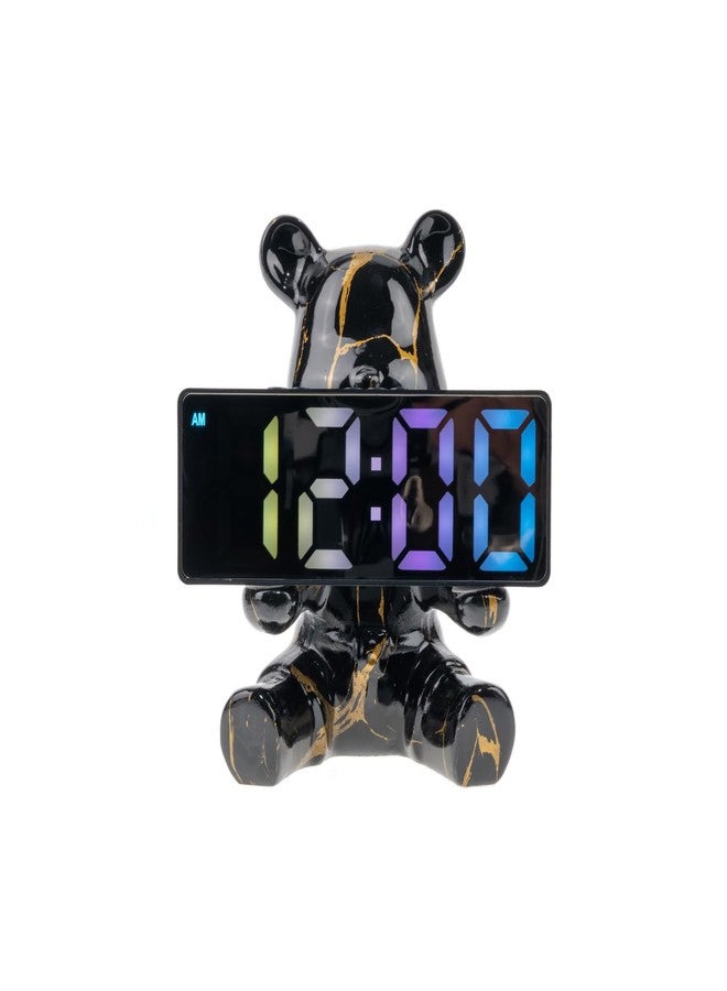 Coniuty Resin Bear Statue Digital Clock Home Decor, Fluid Bear Tray Sculpture, Graffiti Art Figurine Home Ornament Decoration for Office, Living Room, Bedroom, Book Shelf, TV Cabinet, Desktop (Black) - Image 1